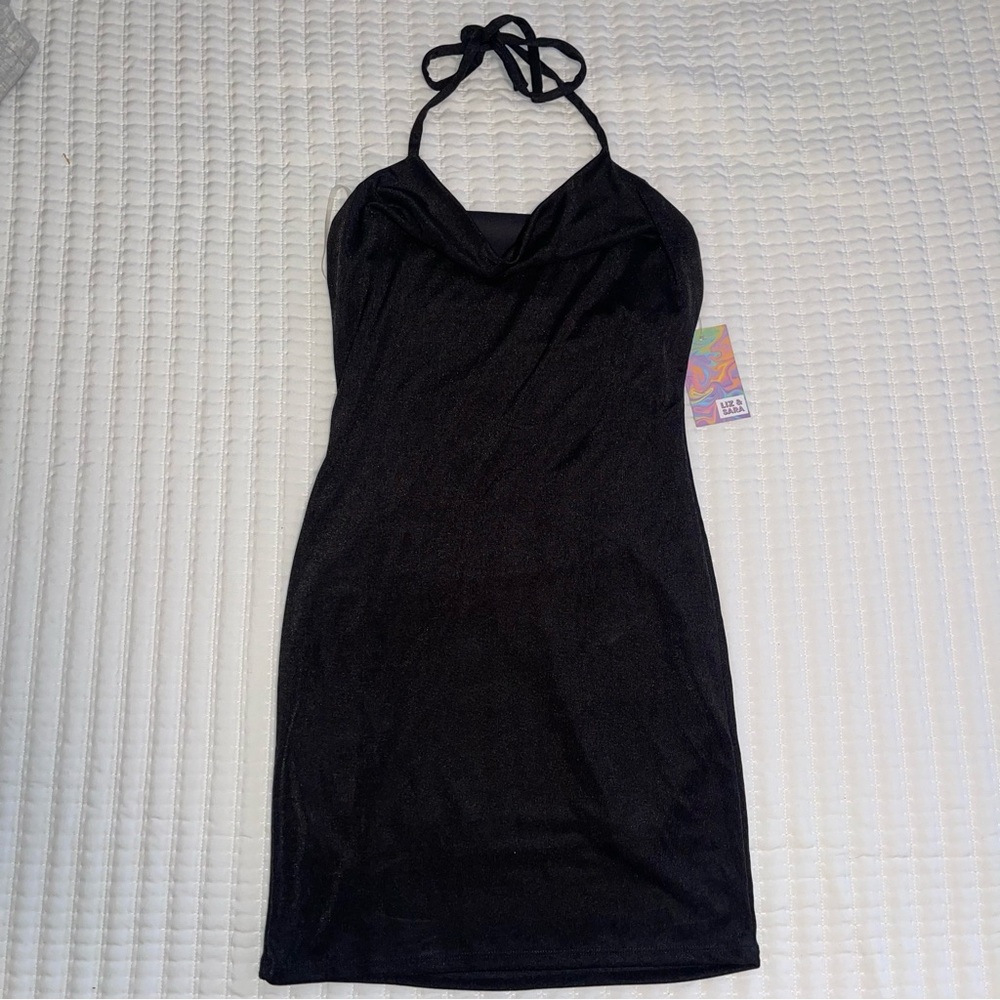 Elegant Black Backless Halter Dress
